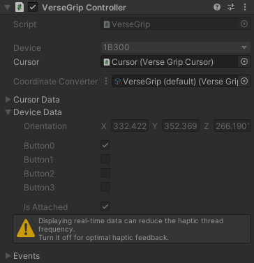 Versegrip コントローラーのランタイム